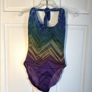 Pilpel Multicolor Chevron One-Piece Swimsuit Size 12